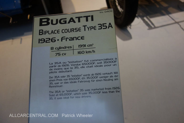  
Bugatti Biplace Course Type 35A 1926 
Musee National de l'automobile 2015 
Patrick Wheeler Photo 