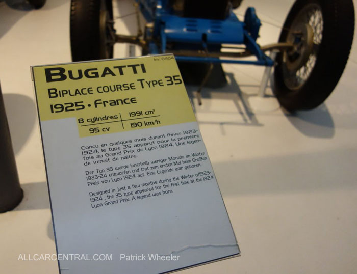  Bugatti 
Biplace Course Type 35 1925  Musee 
National de l'automobile 2015 Patrick 
Wheeler Photo 