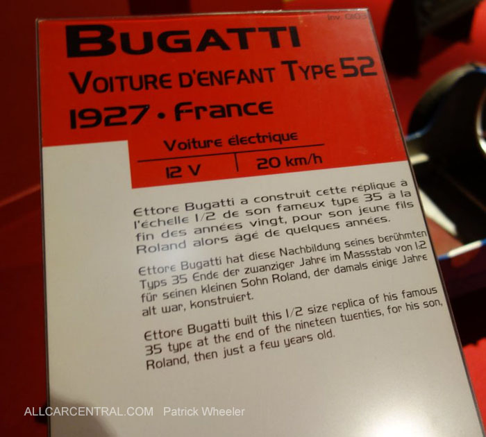  
Bugatti Voiture D'enfant  Type 52 1927 17 
Musee National de l'automobile 2015 
Patrick Wheeler Photo 