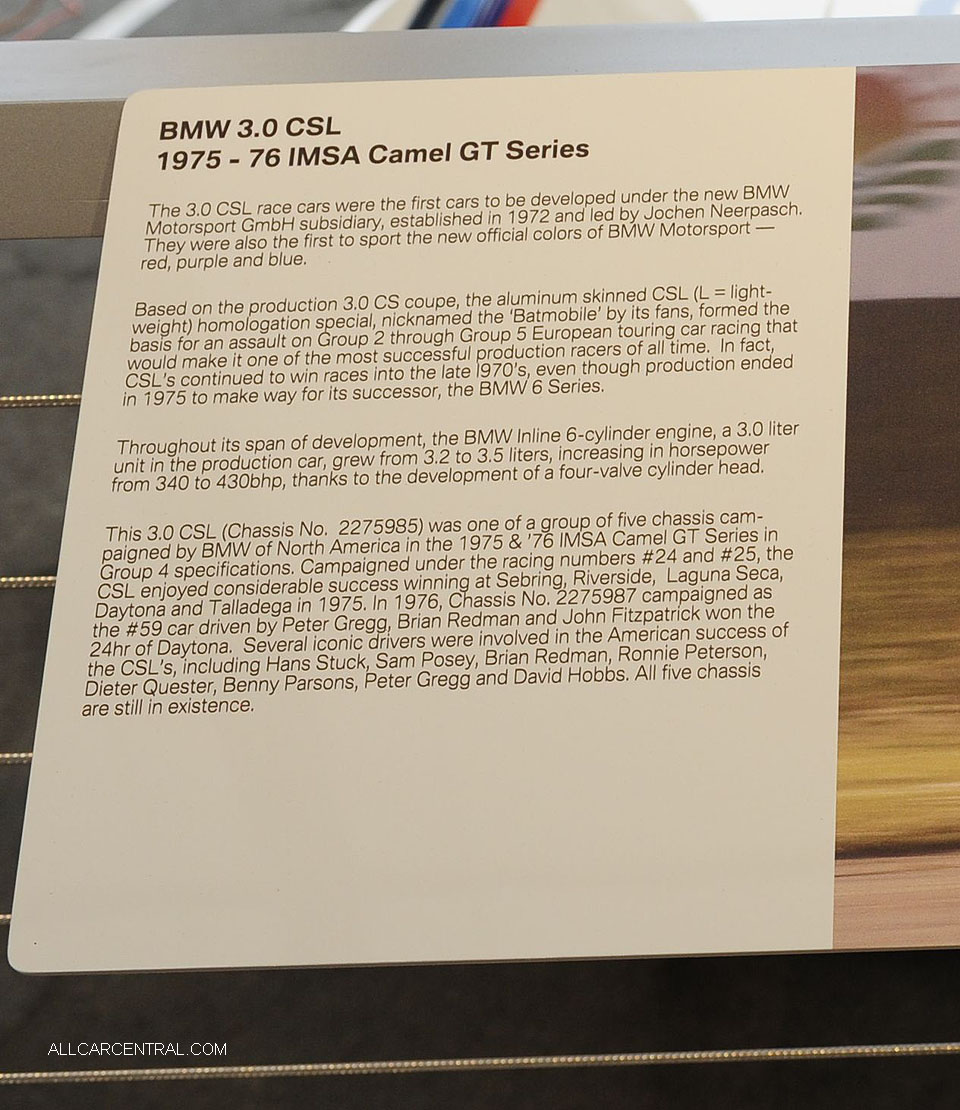  BMW 3.0 CSL 1975-76 IMSA Camel GT  Monterey Motorsports Reunion 2016