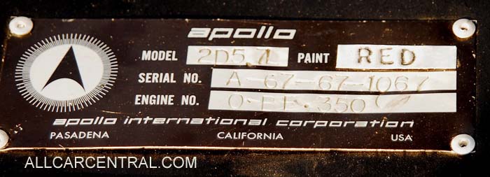 Apollo GT sn67-67-1067 1967