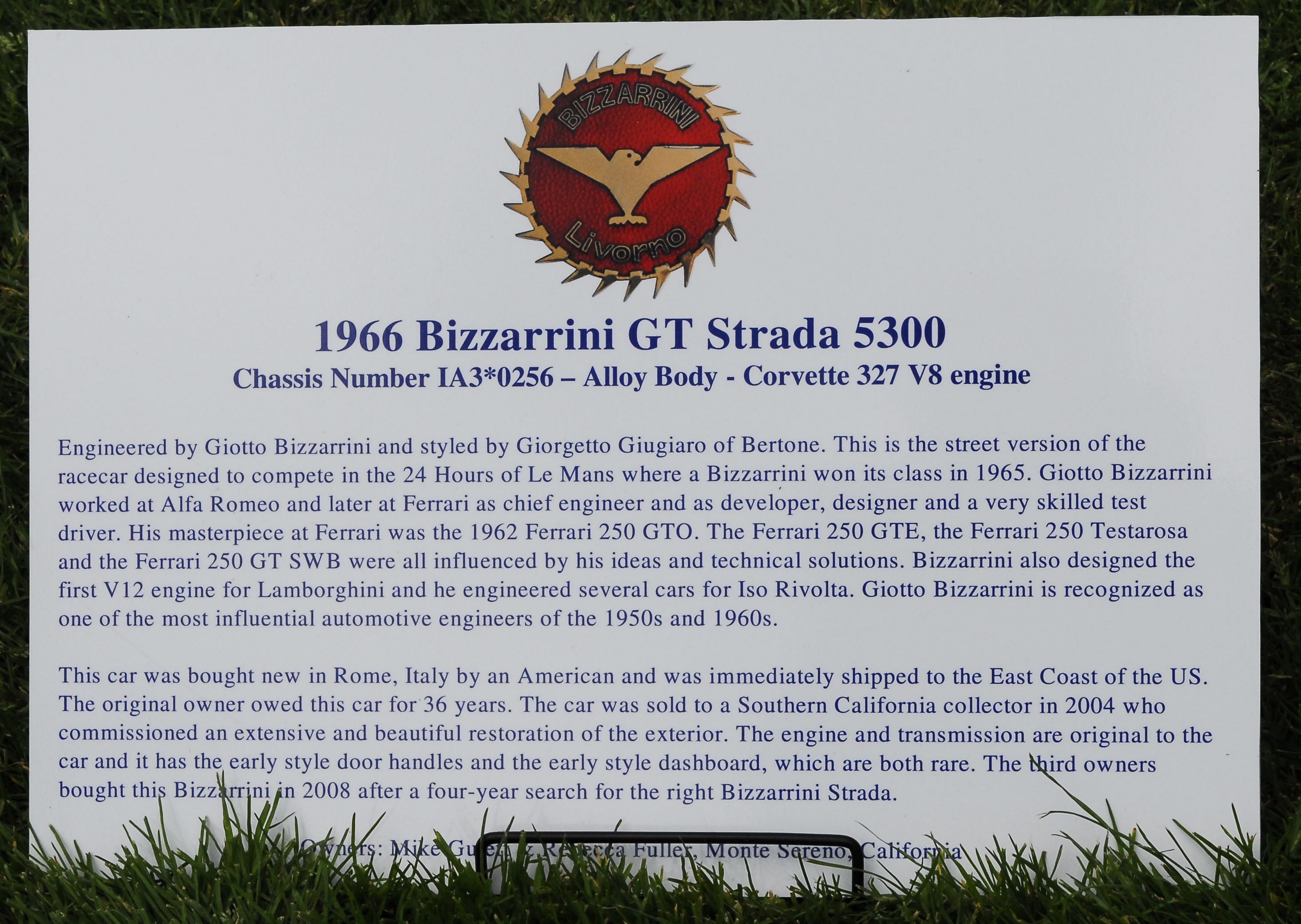 Bizzarini GT Strada 5300 sn-IA3-0256 1966 Concorso Italiano 2013