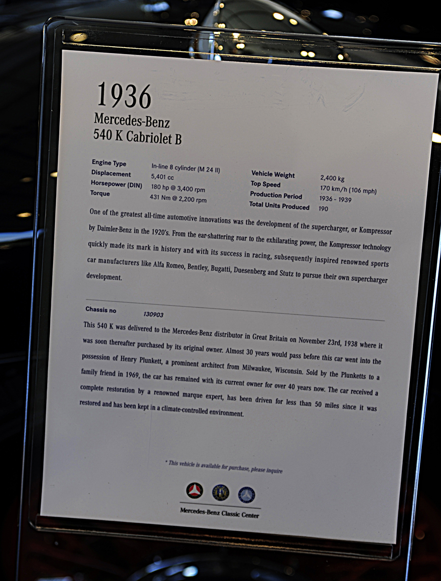  Mercedes-Benz 540K Cabriolet B sn-130903 1936 2013 Monterey CA 2012 